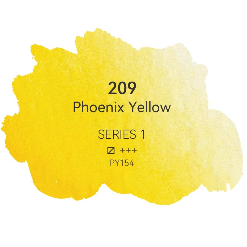 PHOENIX Professional Watercolor Paint - Single Watercolor Half Pan - Phoenix Yellow 209 - Image 2